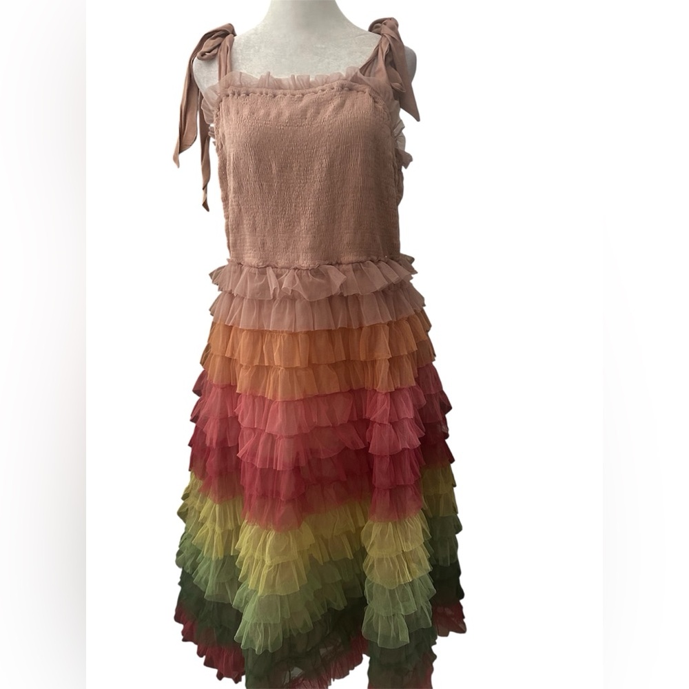 Anthropologie x Bl^nk London ruffle rainbow tulle midi dress - Picture 3 of 4